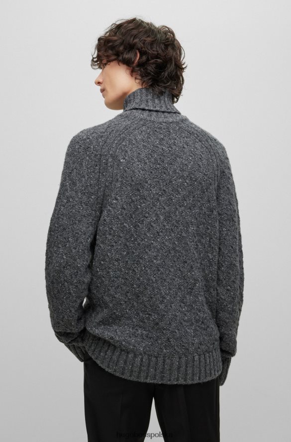 Hugo Boss Sweter hugo z domieszką wełny i golfem z naszywką z logo w kolorze ciemnoszarym ciemno szary R0X0H63384