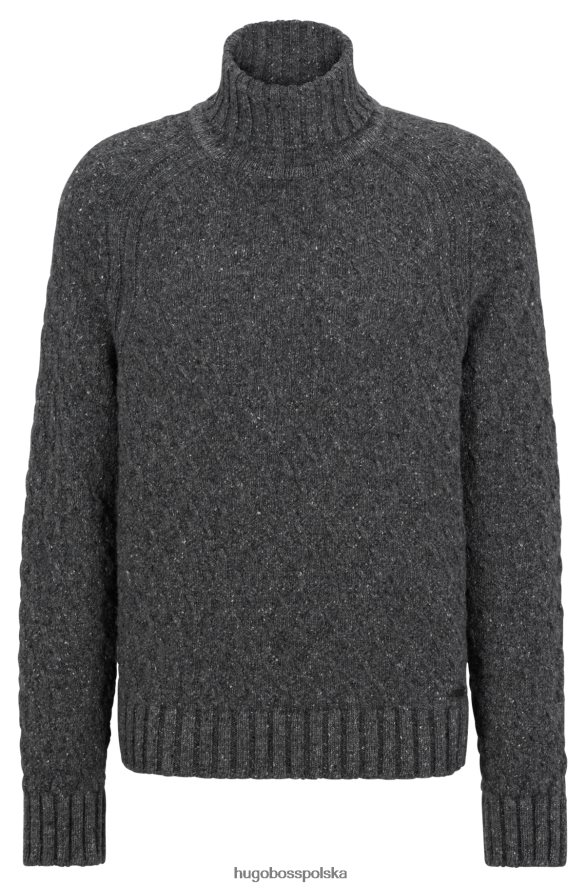 Hugo Boss Sweter hugo z domieszką wełny i golfem z naszywką z logo w kolorze ciemnoszarym ciemno szary R0X0H63384