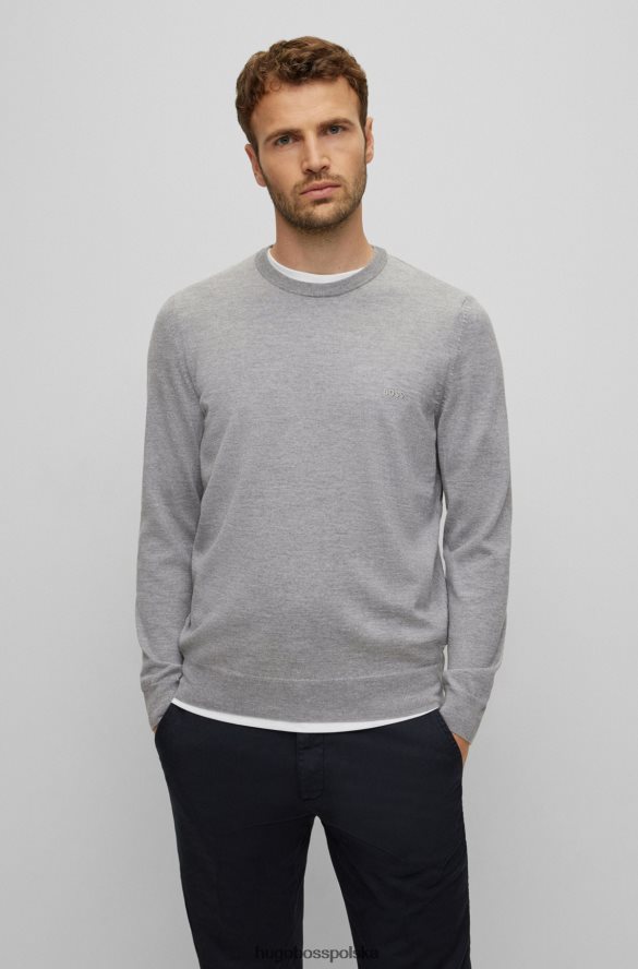 Hugo Boss Sweter hugo z haftowanym logo w kolorze odpowiedzialnej wełny w kolorze szarym szary R0X0H61643