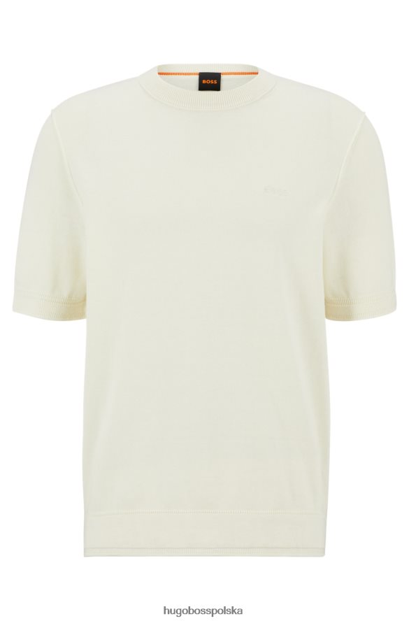 Hugo Boss Sweter hugo z krótkim rękawem w kolorze jasnego beżu z bawełny i kaszmiru jasny beż R0X0H63913