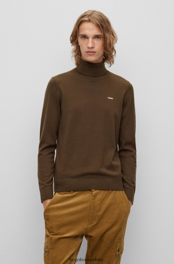 Hugo Boss Sweter hugo z mieszanki bawełny z logo na piersi w kolorze ciemnobrązowym ciemny brąz R0X0H61667