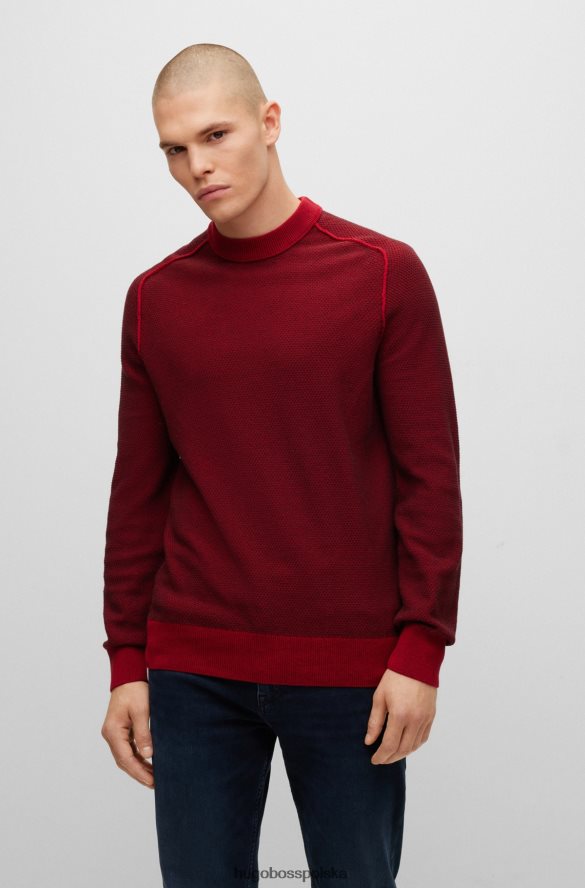 Hugo Boss Sweter hugo z okrągłym dekoltem w kolorze bawełny i czerwieni kapokowej czerwony R0X0H61815