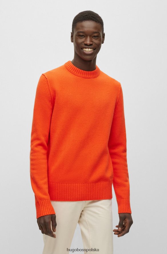 Hugo Boss Sweter hugo z okrągłym dekoltem z pomarańczowej mieszanki z dziewiczą wełną Pomarańczowy R0X0H63568