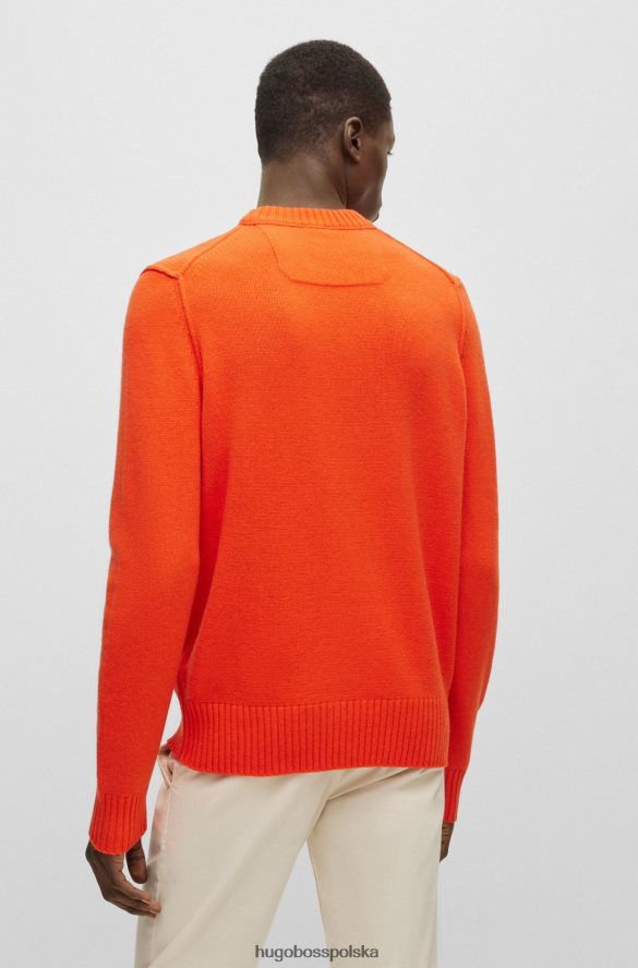 Hugo Boss Sweter hugo z okrągłym dekoltem z pomarańczowej mieszanki z dziewiczą wełną Pomarańczowy R0X0H63568