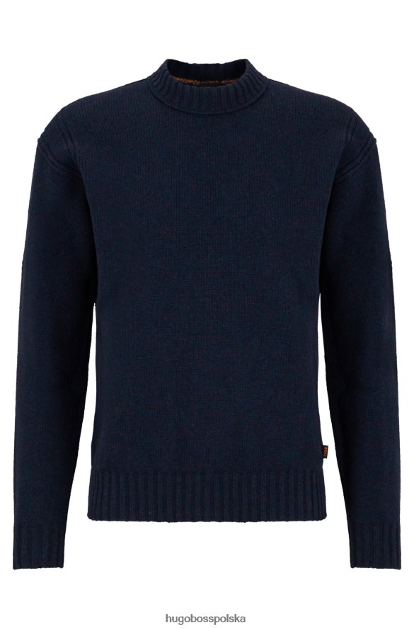 Hugo Boss Sweter o luźnym kroju z mieszanki wełny z haftowanym logo hugo w kolorze ciemnoniebieskim ciemny niebieski R0X0H63332