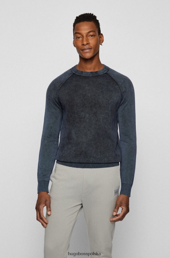 Hugo Boss Sweter o regularnym kroju z barwionej bawełny z charakterystycznymi detalami hugo w kolorze ciemnoniebieskim ciemny niebieski R0X0H62527