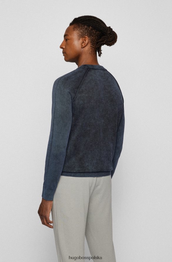 Hugo Boss Sweter o regularnym kroju z barwionej bawełny z charakterystycznymi detalami hugo w kolorze ciemnoniebieskim ciemny niebieski R0X0H62527