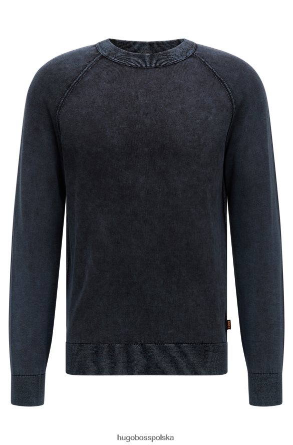 Hugo Boss Sweter o regularnym kroju z barwionej bawełny z charakterystycznymi detalami hugo w kolorze ciemnoniebieskim ciemny niebieski R0X0H62527