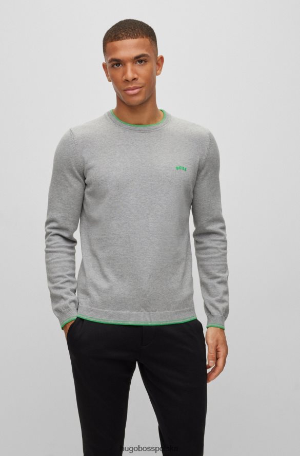 Hugo Boss Sweter o regularnym kroju z bawełny organicznej z zaokrąglonym logo Hugo w kolorze jasnoszarym jasnoszary R0X0H61487
