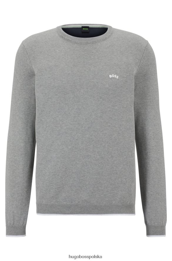 Hugo Boss Sweter o regularnym kroju z bawełny organicznej z zaokrąglonym logo w kolorze jasnoszarym hugo jasnoszary R0X0H64609