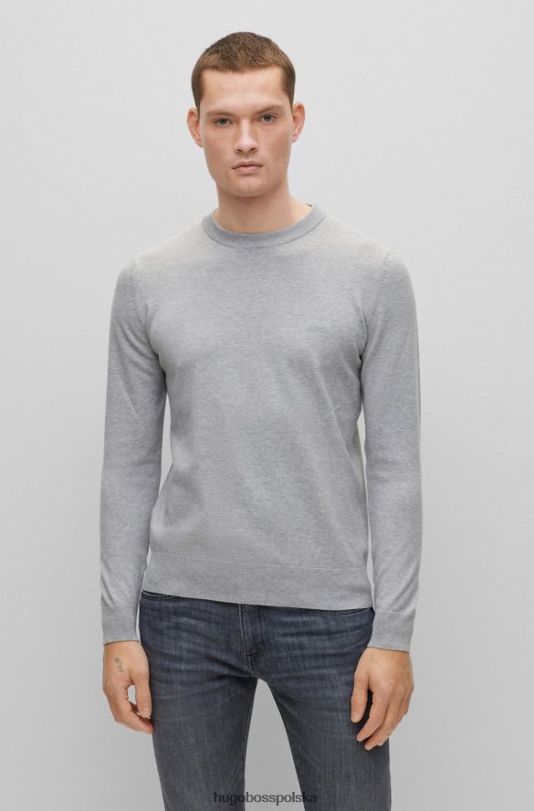 Hugo Boss Sweter o regularnym kroju z czystej bawełny z haftowanym logo w kolorze srebrnym hugo srebro R0X0H6903