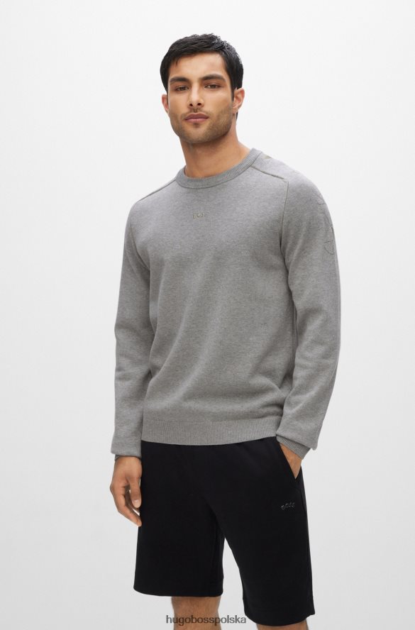 Hugo Boss Sweter o regularnym kroju z grafiką kapsułek i ściegiem łańcuszkowym hugo jasnoszary jasnoszary R0X0H61990