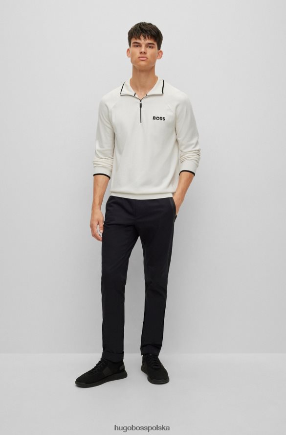 Hugo Boss Sweter o regularnym kroju, zapinany na zamek i haftowanym logo, biały hugo biały R0X0H62050