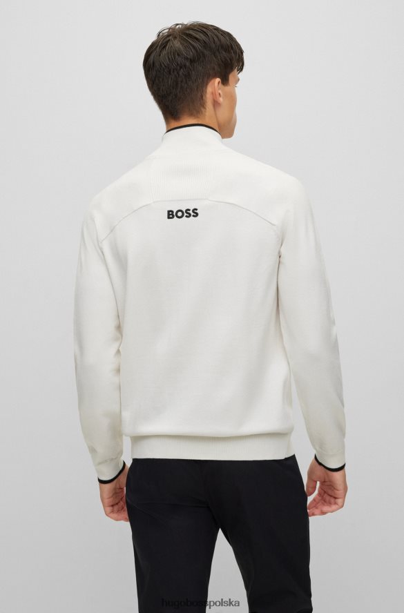 Hugo Boss Sweter o regularnym kroju, zapinany na zamek i haftowanym logo, biały hugo biały R0X0H62050