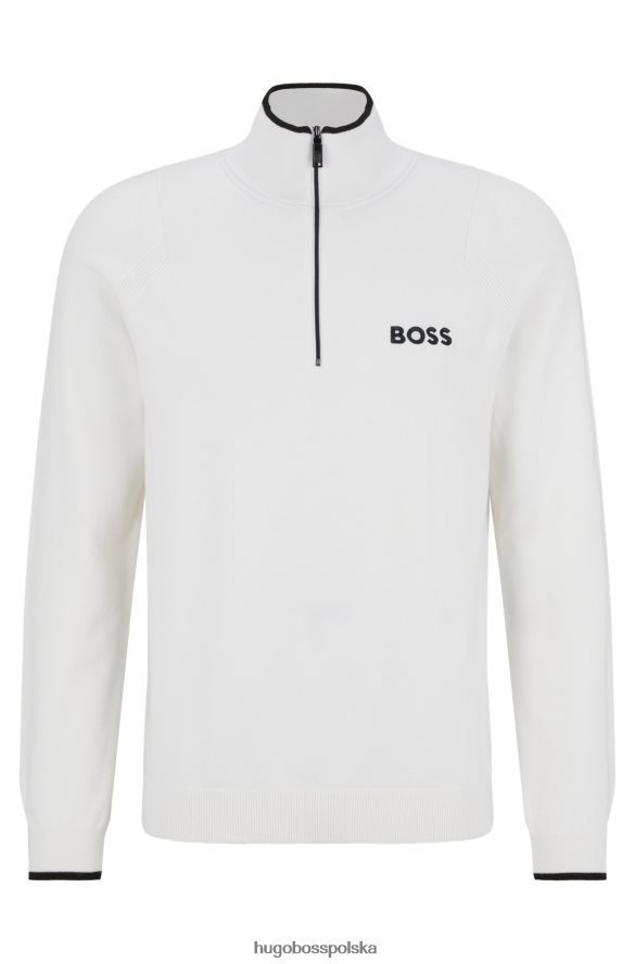 Hugo Boss Sweter o regularnym kroju, zapinany na zamek i haftowanym logo, biały hugo biały R0X0H62050