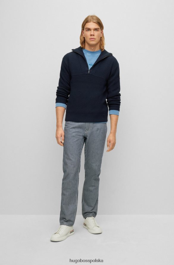 Hugo Boss Sweter o regularnym kroju, zapinany na zamek i o mieszanych strukturach, hugo w kolorze granatowym ciemny niebieski R0X0H64160