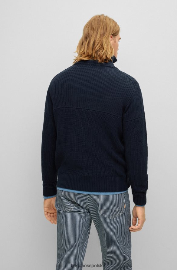 Hugo Boss Sweter o regularnym kroju, zapinany na zamek i o mieszanych strukturach, hugo w kolorze granatowym ciemny niebieski R0X0H64160