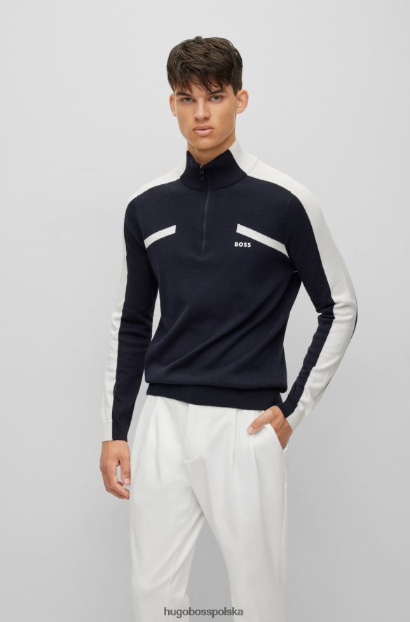 Hugo Boss Sweter o regularnym kroju, zapinany na zamek i taśmą z logo, ciemnoniebieski hugo ciemny niebieski R0X0H62184