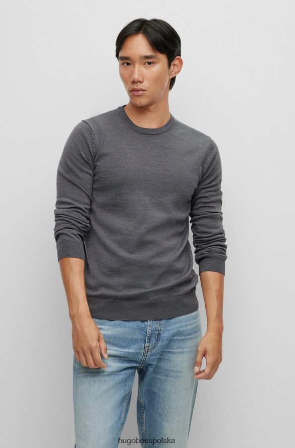 Hugo Boss Sweter slim-fit z wyjątkowo cienkiej wełny merynosów Hugo w kolorze ciemnoszarym ciemno szary R0X0H62794