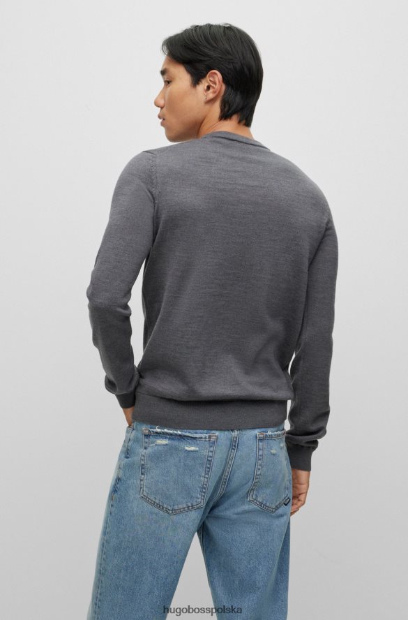 Hugo Boss Sweter slim-fit z wyjątkowo cienkiej wełny merynosów Hugo w kolorze ciemnoszarym ciemno szary R0X0H62794