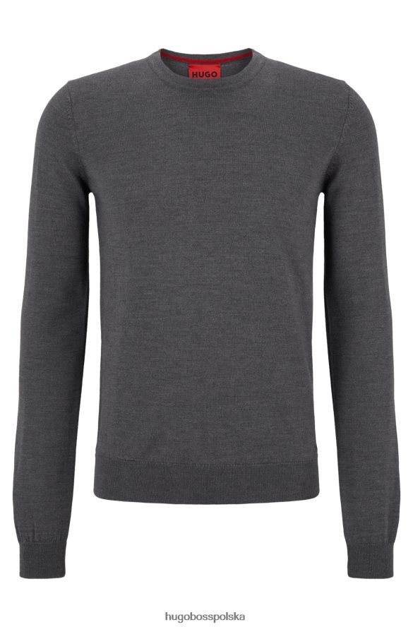 Hugo Boss Sweter slim-fit z wyjątkowo cienkiej wełny merynosów Hugo w kolorze ciemnoszarym ciemno szary R0X0H62794