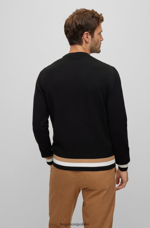 Hugo Boss Sweter x FC Bayern ze strukturalnej bawełny z naszywką z monogramem i charakterystycznymi paskami czarny R0X0H62934