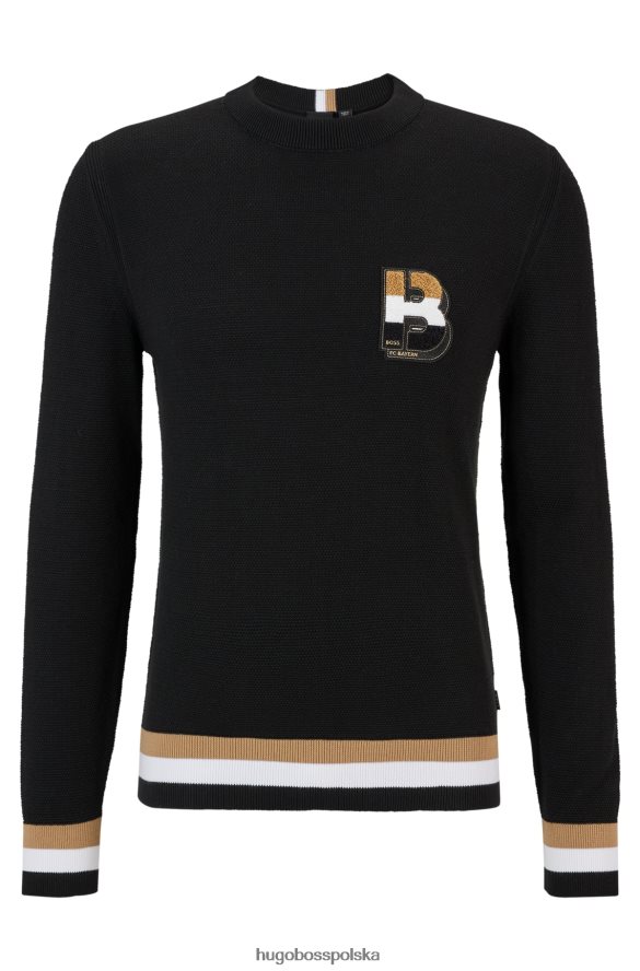 Hugo Boss Sweter x FC Bayern ze strukturalnej bawełny z naszywką z monogramem i charakterystycznymi paskami czarny R0X0H62934