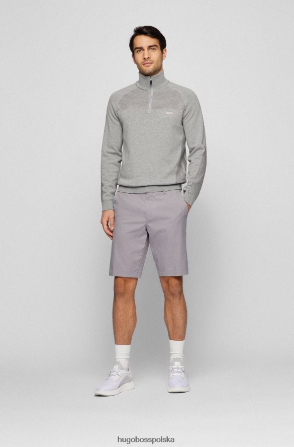 Hugo Boss Sweter z bawełny organicznej, zapinany na zamek i dwukolorowe paski, jasnoszary hugo jasnoszary R0X0H61752
