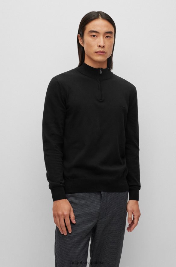 Hugo Boss Sweter z bawełny organicznej, zapinany na zamek i haftowane logo, czarny hugo czarny R0X0H61638