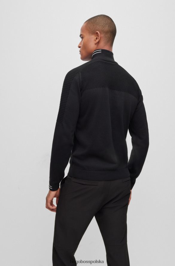 Hugo Boss Sweter z bawełny organicznej, zapinany na zamek i nadruk logo, czarny hugo czarny R0X0H61521