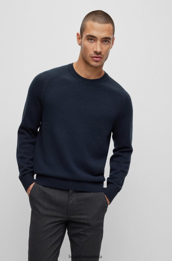 Hugo Boss Sweter z okrągłym dekoltem w kolorze odpowiedzialnego kaszmiru hugo w kolorze ciemnoniebieskim ciemny niebieski R0X0H63856