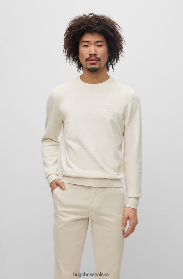 Hugo Boss Sweter z okrągłym dekoltem z bawełny i kaszmiru z logo hugo w kolorze białym biały R0X0H6929