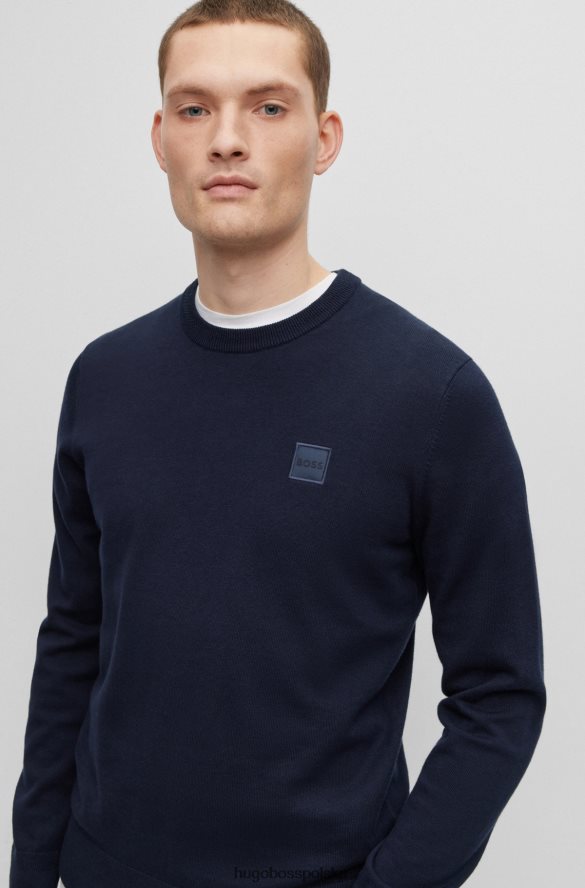 Hugo Boss Sweter z okrągłym dekoltem z bawełny i kaszmiru z logo hugo w kolorze granatowym ciemny niebieski R0X0H6935
