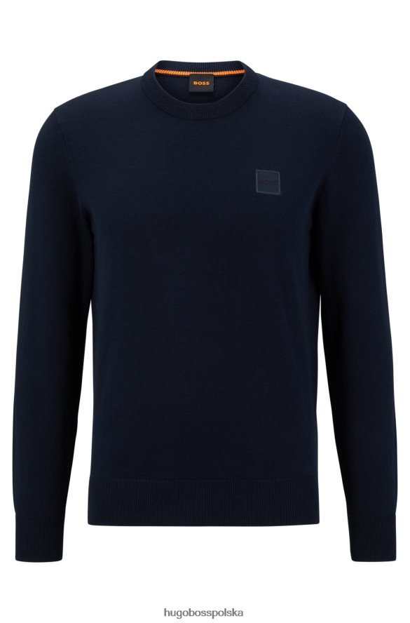 Hugo Boss Sweter z okrągłym dekoltem z bawełny i kaszmiru z logo hugo w kolorze granatowym ciemny niebieski R0X0H6935