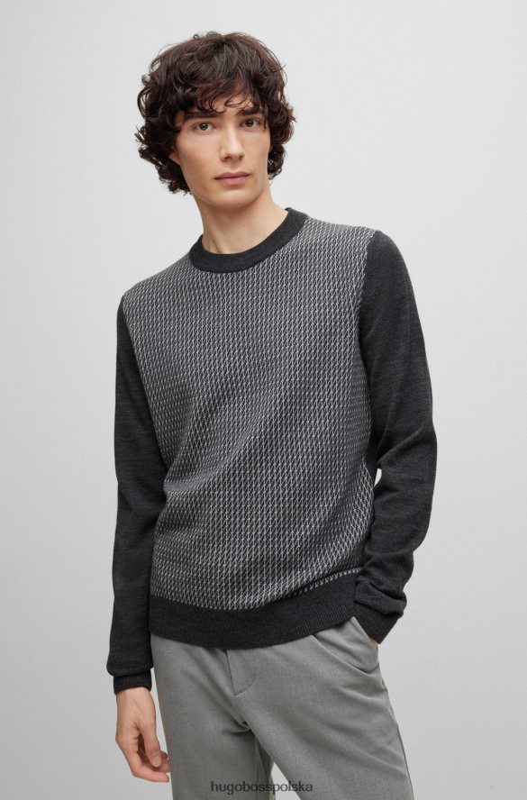Hugo Boss Sweter z okrągłym dekoltem z dzianiny żakardowej w kolorze jasnoszarym hugo jasnoszary R0X0H61463
