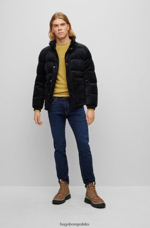 Hugo Boss Sweter z okrągłym dekoltem z dziewiczej wełny z haftowanym logo Hugo w kolorze ciemnożółtym ciemny żółty R0X0H62663