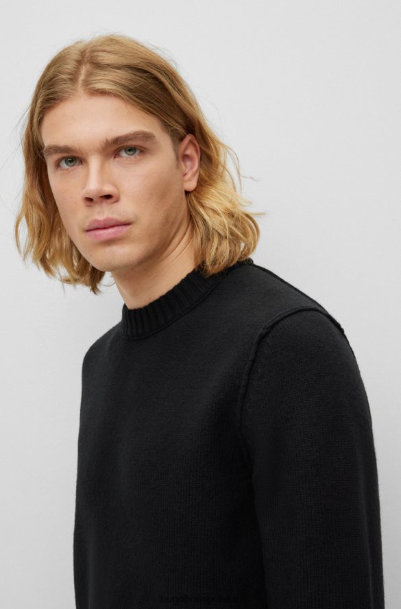 Hugo Boss Sweter z okrągłym dekoltem z mieszanki czystej wełny hugo w kolorze czarnym czarny R0X0H63571