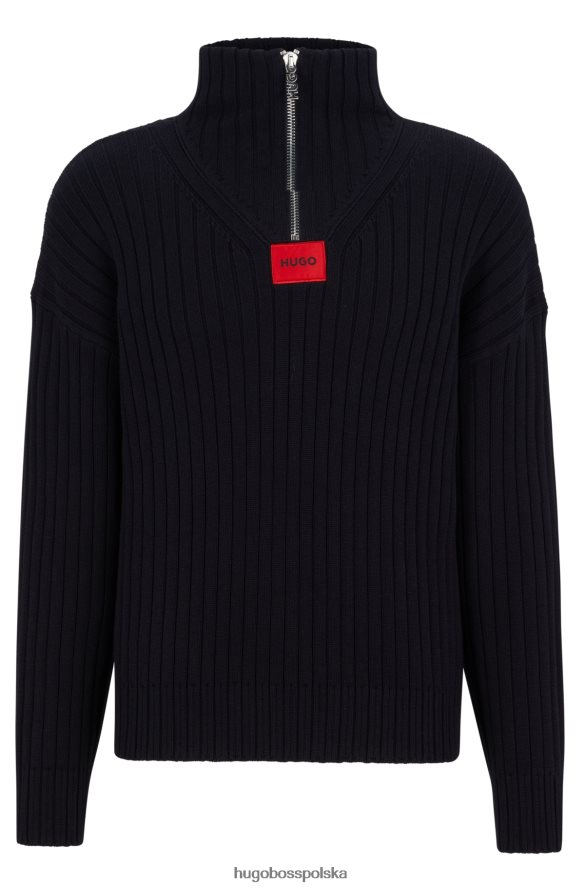 Hugo Boss Sweter zapinany na zamek z organicznej bawełny i wełny hugo w kolorze ciemnoniebieskim ciemny niebieski R0X0H63798