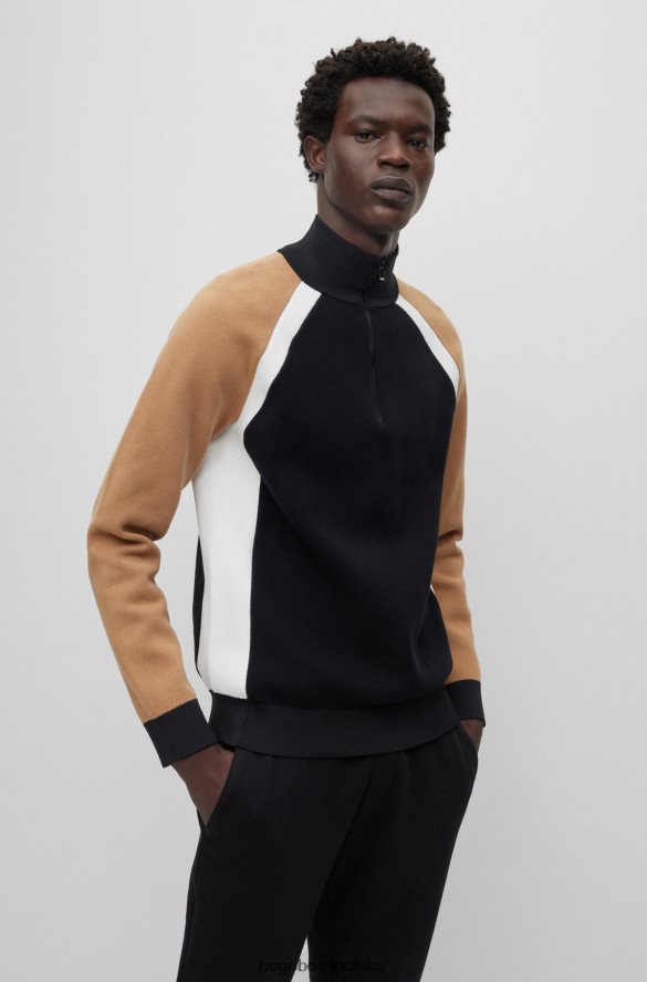 Hugo Boss Sweter zapinany na zamek z różnych materiałów, hugo czarny czarny/biały/beżowy R0X0H62903