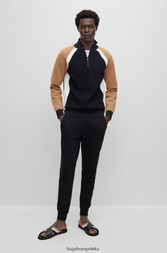 Hugo Boss Sweter zapinany na zamek z różnych materiałów, hugo czarny czarny/biały/beżowy R0X0H62903