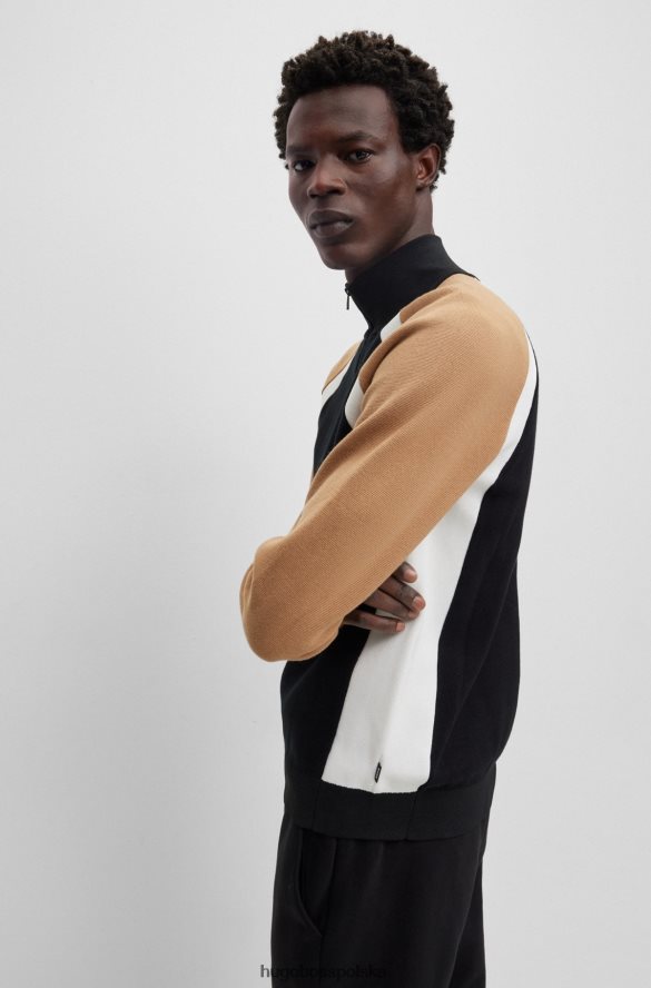 Hugo Boss Sweter zapinany na zamek z różnych materiałów, hugo czarny czarny/biały/beżowy R0X0H62903