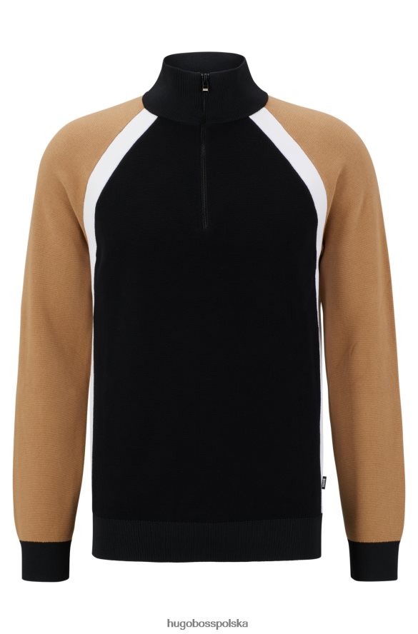 Hugo Boss Sweter zapinany na zamek z różnych materiałów, hugo czarny czarny/biały/beżowy R0X0H62903