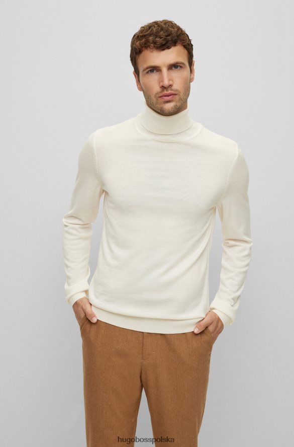 Hugo Boss Wąski sweter z golfem z dziewiczej wełny hugo w kolorze białym biały R0X0H6989