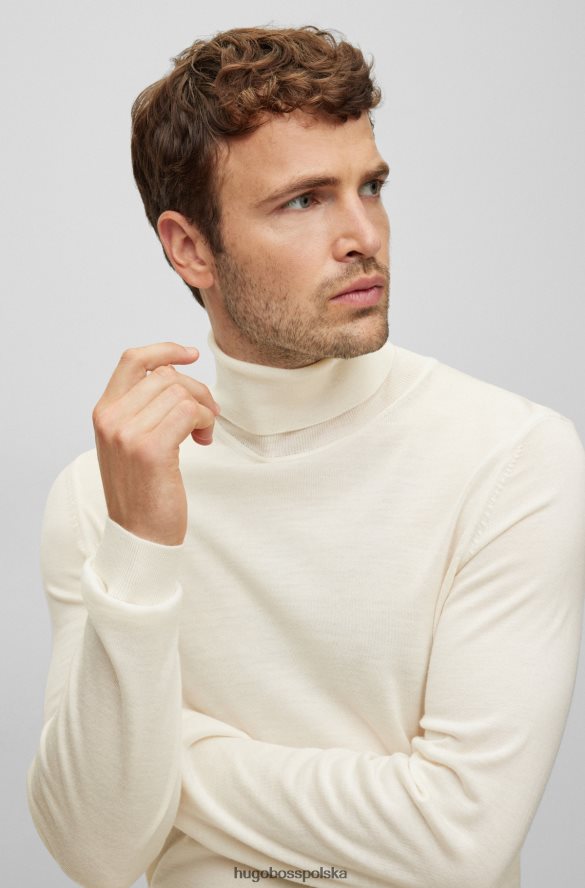 Hugo Boss Wąski sweter z golfem z dziewiczej wełny hugo w kolorze białym biały R0X0H6989