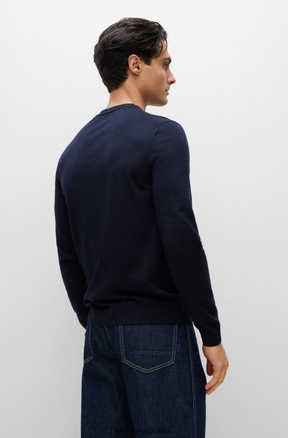 Hugo Boss Zapinany na guziki kardigan z dziewiczej wełny z haftowanym logo Hugo w kolorze granatowym ciemny niebieski R0X0H63095