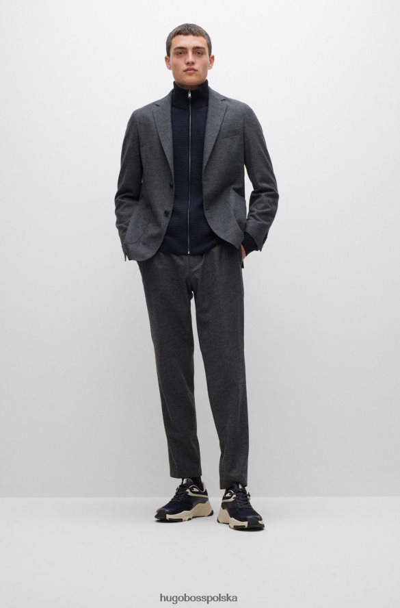 Hugo Boss Zapinany na zamek, dzianinowy kardigan z dziewiczej wełny w kolorze ciemnoniebieskim hugo ciemny niebieski R0X0H63324