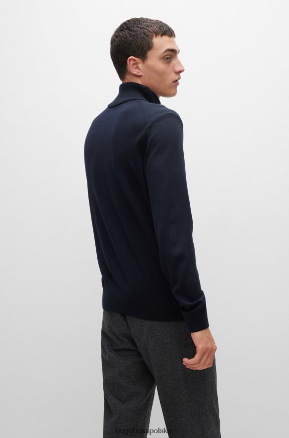 Hugo Boss Zapinany na zamek, dzianinowy kardigan z dziewiczej wełny w kolorze ciemnoniebieskim hugo ciemny niebieski R0X0H63324