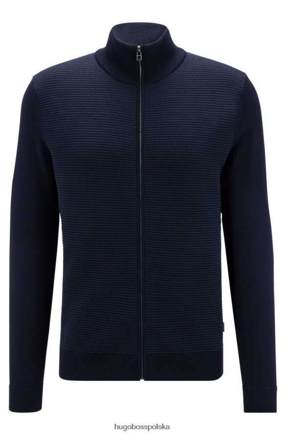 Hugo Boss Zapinany na zamek, dzianinowy kardigan z dziewiczej wełny w kolorze ciemnoniebieskim hugo ciemny niebieski R0X0H63324