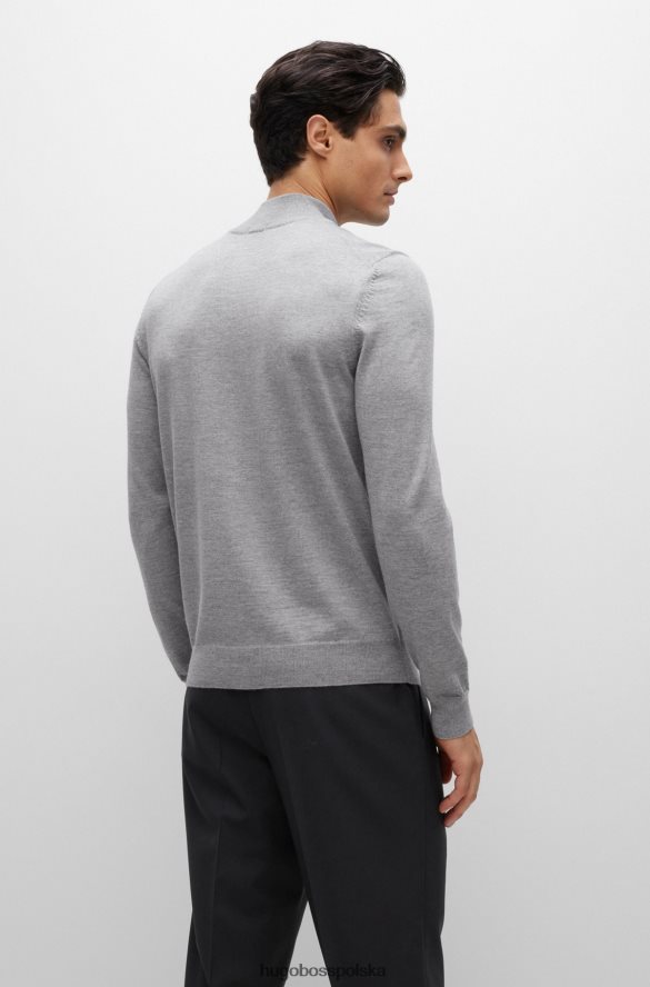 Hugo Boss Zapinany na zamek kardigan z dziewiczej wełny z haftowanym logo Hugo Silver srebro R0X0H64430