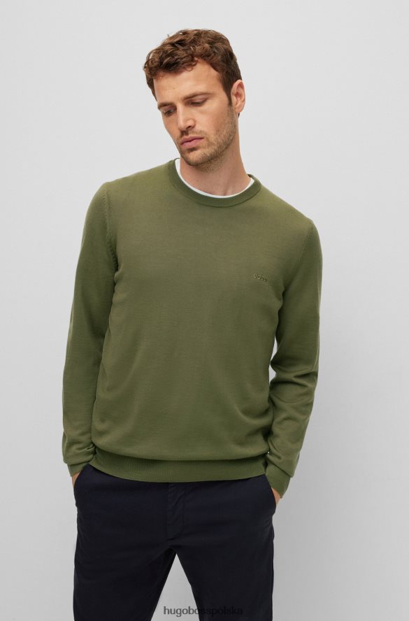 Hugo Boss Zielony sweter hugo z haftowanym logo, wykonany z odpowiedzialnej wełny zielony R0X0H61642